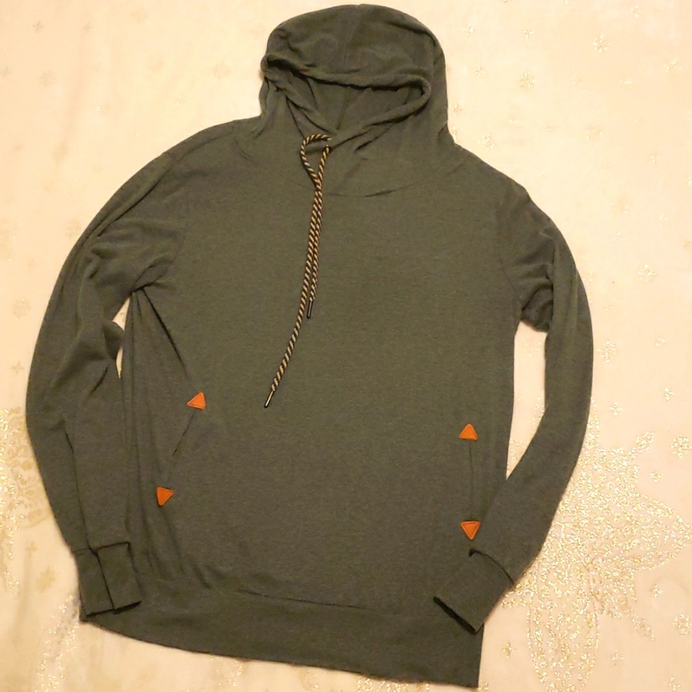 Green Heather Sporty Pullover Lightweight Sweater